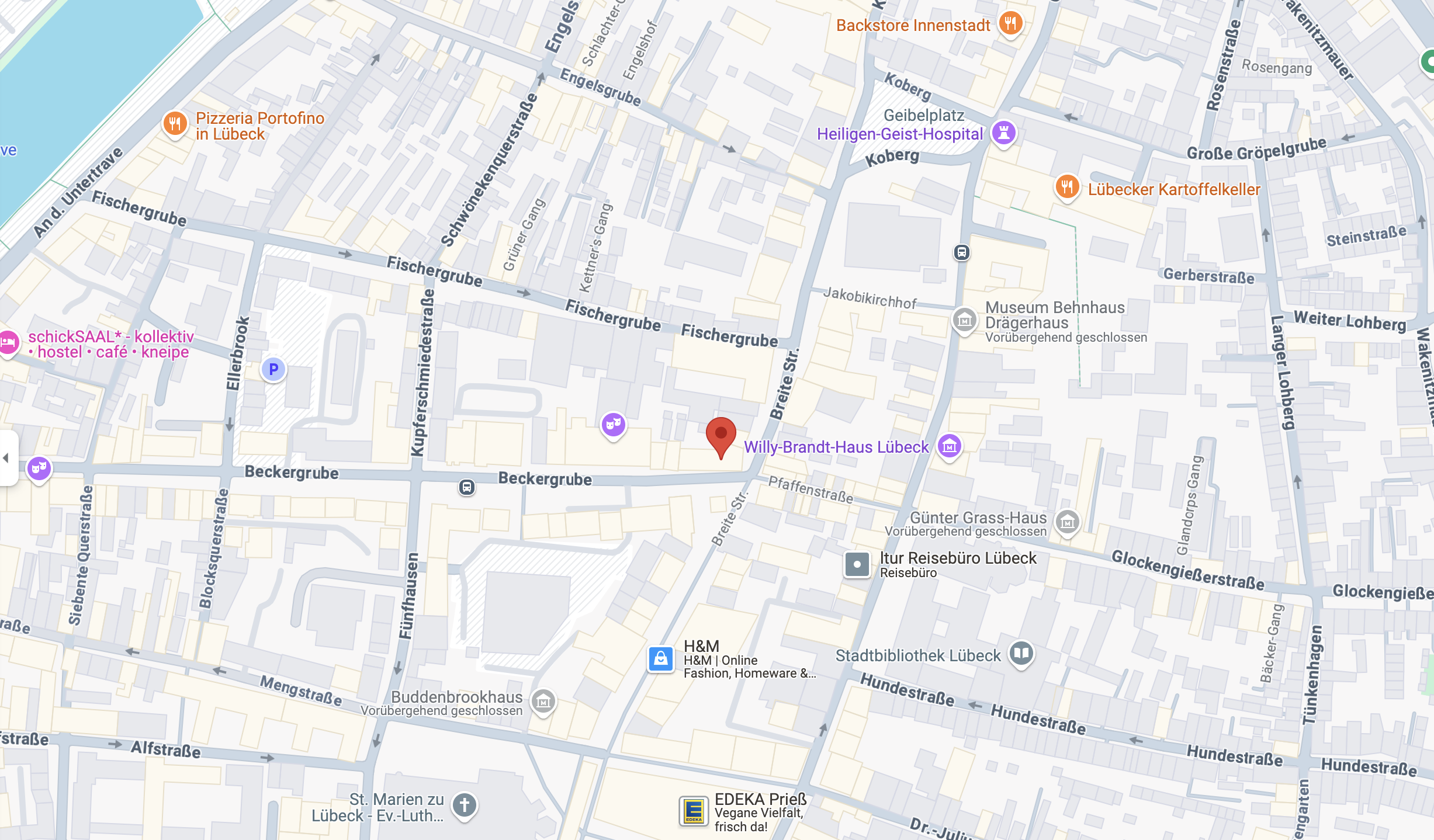 Praxisstandort Karte – Beckergrube 2, Lübeck